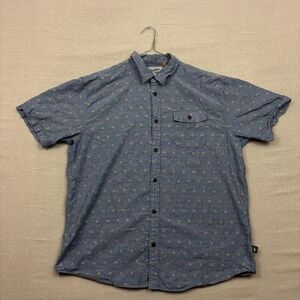 Howler Bros Mens Short Sleeve Button Up Shirt Ice Cream Print Blue XL
